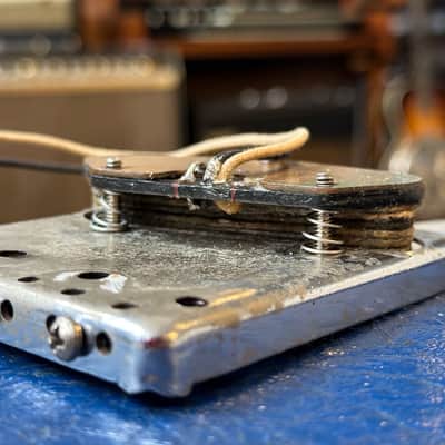 1960s Fender Telecaster Bridge Pickup & Bridge Plate - Pat No DES.164227 2,573,254 w/ Original Saddles - Top Loader & String Thru image 5