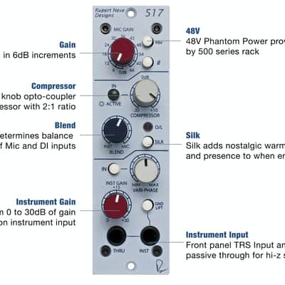 Rupert Neve Designs Portico 517 500 Series Mic Pre / Compressor / DI / Variphase image 3