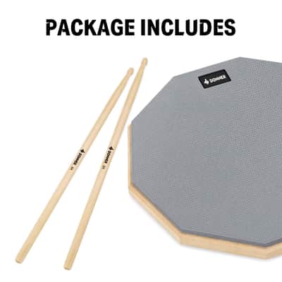 Drum Practice Pad 8 Inches, Silent Practice Drum Pad 2-Sided With Drum Sticks - Gray image 6
