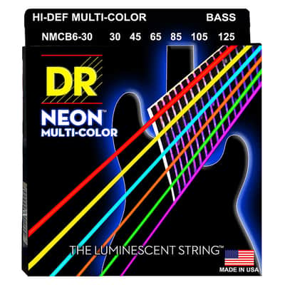 DR NMCB6-30 Hi-Def Coated Neon 6-String Bass Strings - Medium Light (30-125)