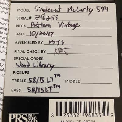 PRS SC 594 McCarty, Wood Library, 10 top 2017 - Satin, ebony fretboard image 6