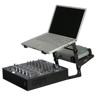 Odyssey LSTANDCOMBO, Black L Stand With Table/Case Clamps And Detachable Accessory Tray Combo Package image 2