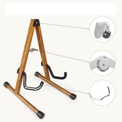 Electric Guitar Stand, Bass Guitar Stand, A Frame Wooden Floor Stand for Bass, Electric Guitar with Soft foam and Non-slip Base Rubber, Electric Guitar Bass Stand for Studio, Living Room image 3