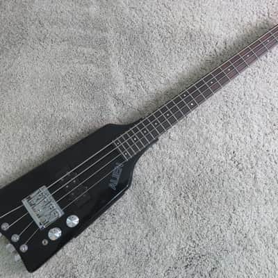 Vintage 1980s Hohner Hondo Cort Alien Headless Bass Guitar Black Clean Kramer Duke Clone image 3