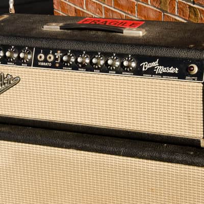 1966 Bandmaster Head & 2 x 12" Matching Cabinet, Recapped & Retubed, Blackface image 4