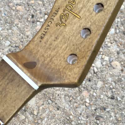 Lefty Musikraft Custom 50s V Profile Relic Tele Guitar Neck Amber Bone Nut Maple image 16