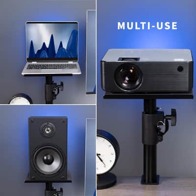 Clamp-on Speaker Stand Desk Mount Set, 10 x 9 inch Trays, Height Adjustment and Tilt, Universal Audio Holders for Computer and Bookshelf Speakers, Elevated Sound, 2 Pack, Black, MOUNT-SP01CB image 4
