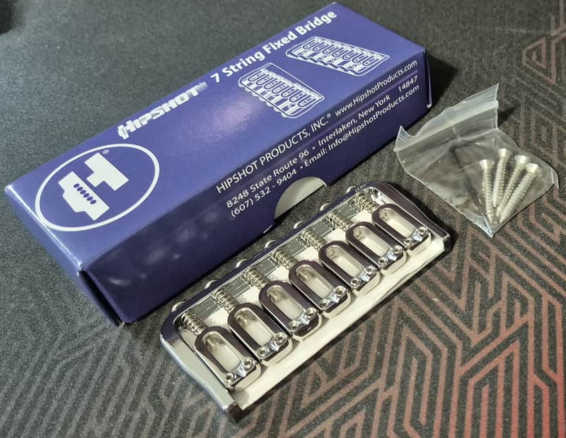 Hipshot 7-String Fixed Guitar Bridge - .125" - Chrome image 1