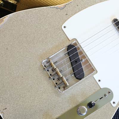 2018 Fender Custom Shop Double Esquire Limited Edition Electric Guitar Relic Silver Sparkle + COA OHSC image 6