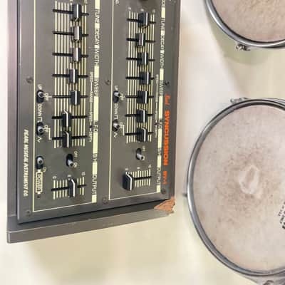Pearl Syncussion SY-1 Late 1970s (1979) - Black with wood sides image 4