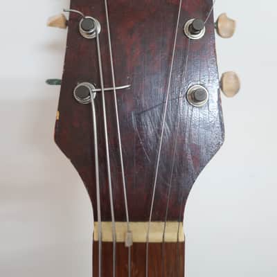 Vintage 1940s Regal Junior Jumbo Flattop Acoustic Guitar Project High Action & Chipped Kluson Tuner Buttons Lots Of Protentional Rare Original Chipboard Case & Case Candy image 10