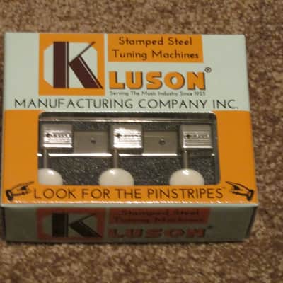 Kluson Deluxe Three on a side Button Machine Heads Silver/Cream New in Box image 1