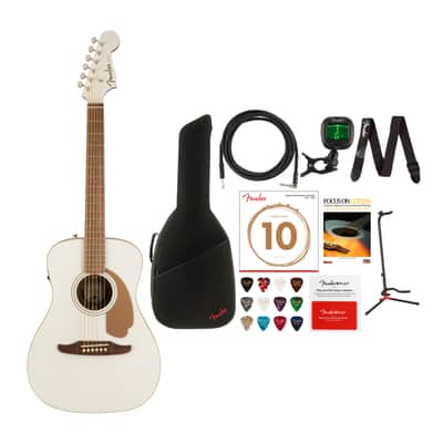 Fender Malibu Player 6-String Acoustic Guitar with Gig Bag, Cable, Guitar Stand, Tuner, Guitar Strings, Strap, Book, Guitar Picks and Prepaid Card Bundle image 1