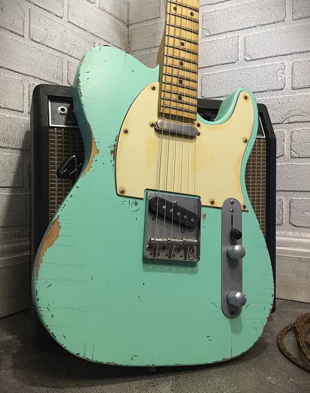 USA Relic Tele Style Electric Guitar Road Worn Surf Green by Nate's Relic Guitars image 1