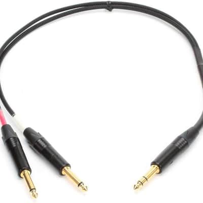 GOLD INSERT TS-12 Insert Cable, 1/4" Straight TRS Male Plug to Dual 1/4" Straight TS Male Plug Send/Receive Connectors, Gold Contacts, 12 Foot image 3