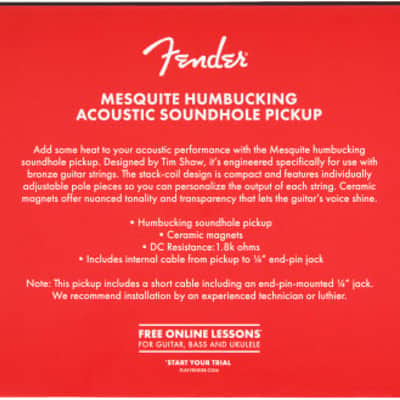 FENDER - Mesquite Humbucking Acoustic Soundhole Pickup - 0992276000 image 7