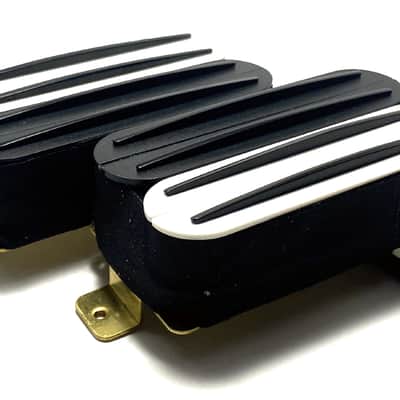 Quad Rail Humbuckers, 4 Blade Rail Style Overwound Passive 23K Pickup Set ~ White Black Zebra #2 Black Rails image 2