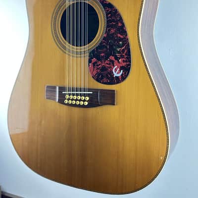 Epiphone PR-715-12 String Acoustic Dreadnought Guitar 1988 Natural Made In Korea image 2