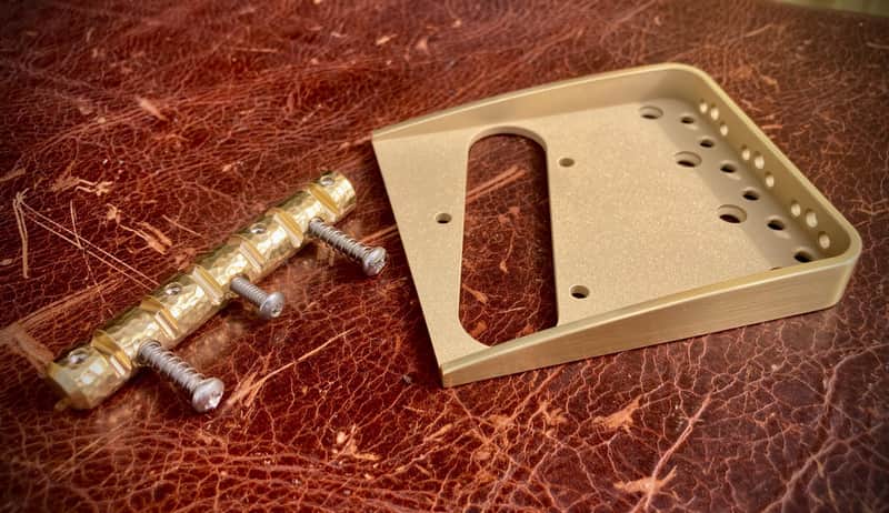 Van Dyke-Harms Brass Telecaster Bridge and Monolithic Saddle Combo-Vintage Spec Mounting 2025 - Brass image 1