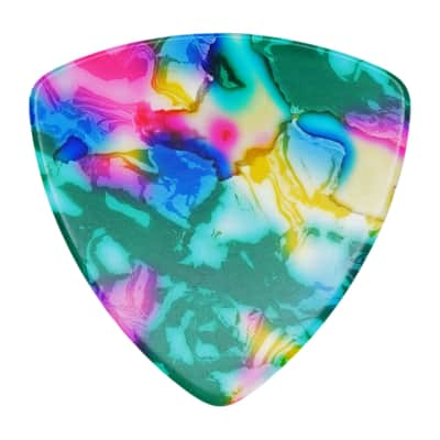 Celluloid Tie Dye Guitar Or Bass Pick - 0.71 mm Medium Gauge - 346 Rounded Triangle Shape - 6 Pack