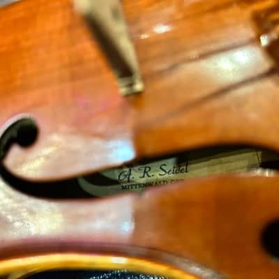 4/4 Violin A. R. Seidel Mittenwald Obb. Handmade Copy of Antonius Stradivarius- Made in 7/83 East Germany - Model V131G Registration No.H4441 image 15
