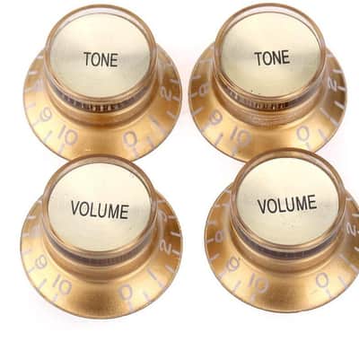 KN-007-SET-G Top Hat Gold and Gold Reflector 2 Volume 2 Tone Knobs Metric Size 18 Spline