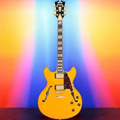 D'Angelico Excel DC Double-Cutaway Semi-Hollow Electric Guitar, Amber image 2