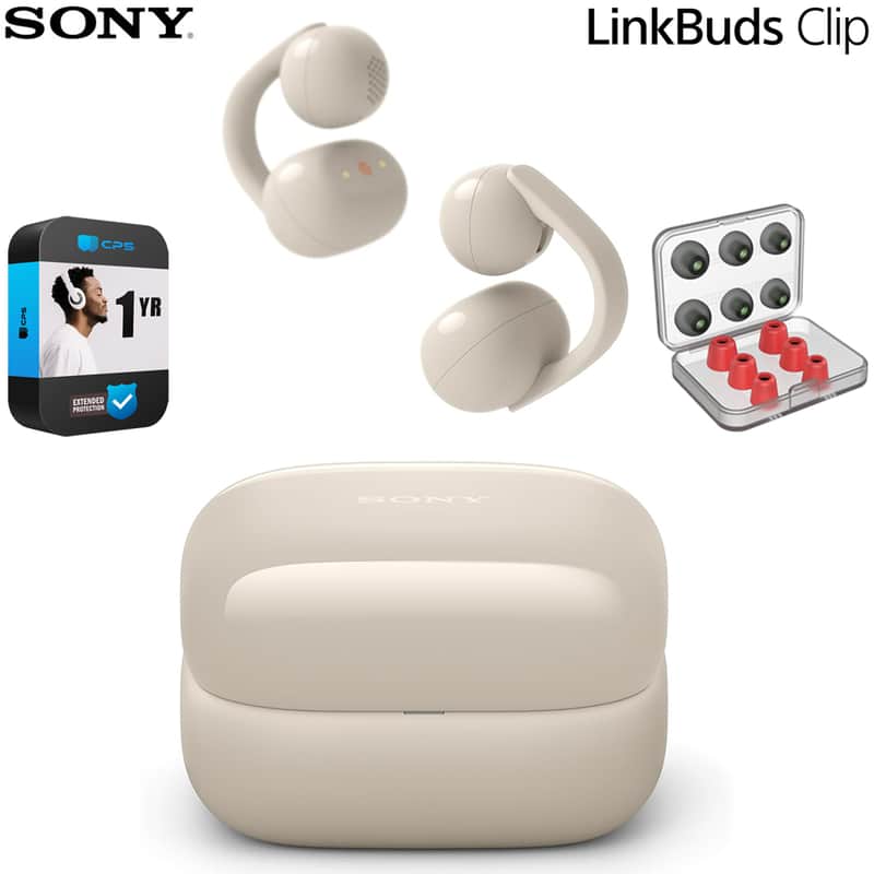 Sony LinkBuds Clip Open-Ear Truly Wireless Earbuds Greige +1Year Warranty Bundle image 1