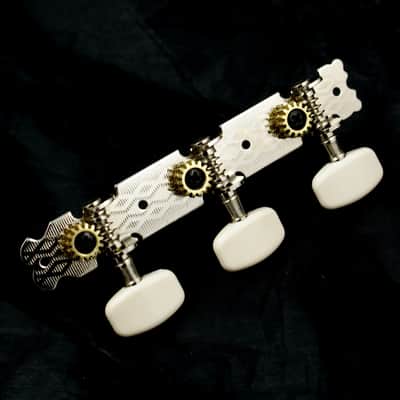 3-on-Plate Classic Acoustic Guitar Tuners Set, Nickel (1L/1R) image 5