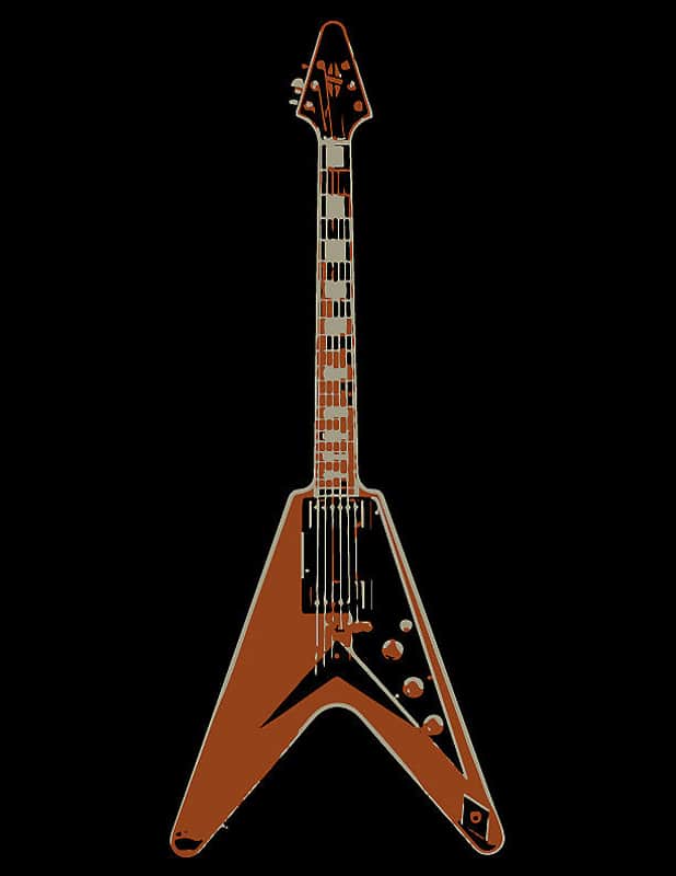 Flying V Custom Printed Black T-Shirt - X-Large image 1