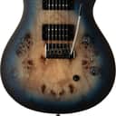 PRS SE Exotic Custom 24-08 Poplar Burl Limited Edition Electric Guitar, Rosewood Fingerboard, Lake Blue Midnight Burst