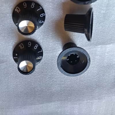 6-Fender Amplifier Knobs  2022 Black /Chrome Fits Fender Amp. image 2