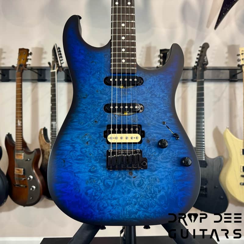 Schecter USA Custom Shop Sunset Custom-II HSS Electric Guitar w/ Case-Ocean Blue Burst Satin image 1