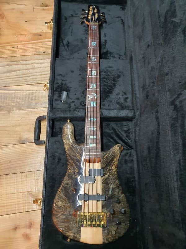 2018 Spector USA NS-5XL 5 String Electric Bass Mastergrade Buckeye Burl Top image 1