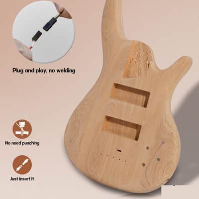 DIY Electric Bass Guitar Kits -Roasted Ash Body,Roasted Maple Neck and Ebony Fingerboard - Fully Components Included image 2