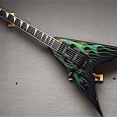 Jackson Left Handed USA KV2 King V 2017 Green Ghost Flames image 1