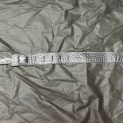 LM 2" faux Crocodile Alligator Texture Black Leather GUITAR strap NEW. image 2