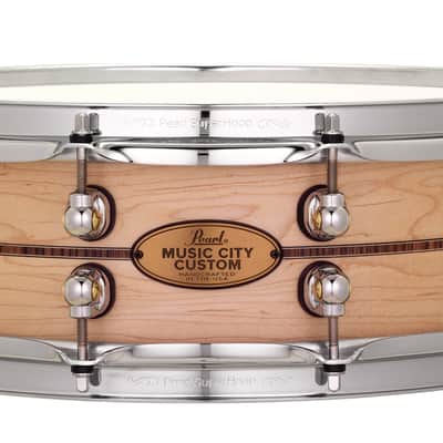 Pearl *Pre-Order* Music City Custom 14x5" Maple Solid Shell Snare Nashville Natural Finish Kingwood Center Inlay | NEW | Made in the USA | Special Order | Authorized Dealer image 1