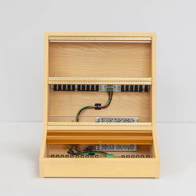 2 Many Synths 10U 60HP solid ash Eurorack case with YELLOW coloured linseed oil and GOLD rails 2024 - Yellow coloured linseed oil image 15