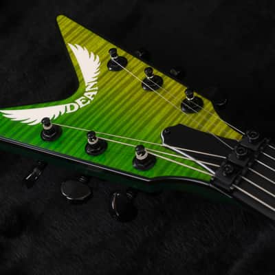 Dean Custom Shop USA ML Flame Top Floyd Firehouse Guitars Exclusive Electric Guitar, Ebony Fingerboard, Trans Slime Fade image 4