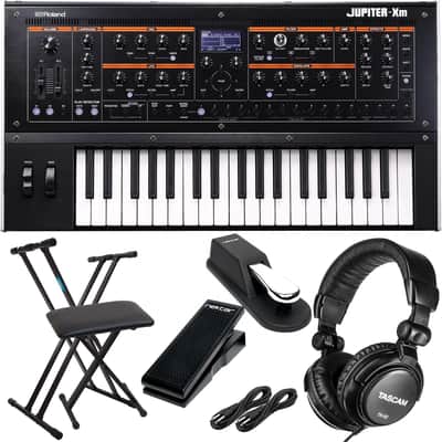 Roland Jupiter-Xm Portable Synthesizer, Keyboard Stand, Bench, Dust Cover, Sustain Pedal, Nektar NX-P, (2) 1/4 Cable, Tascam TH02 Bundle