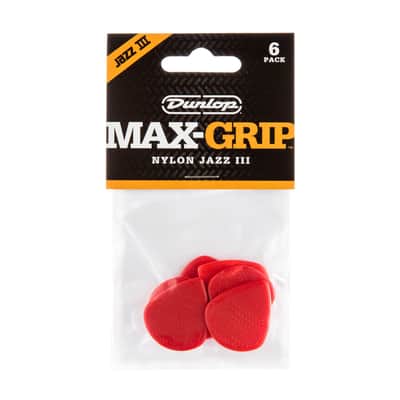 Dunlop Max-grip Jazz III Red Nylon Guitar Pick (24/pack) image 3