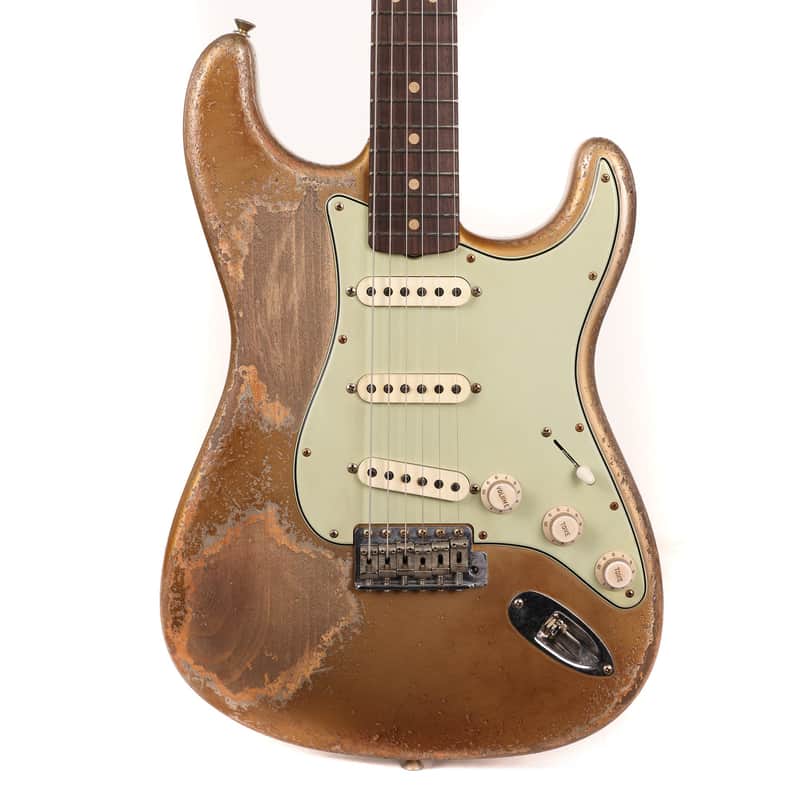 Fender Custom Shop 1963 Stratocaster Ultimate Relic Faded Shoreline Gold over Silver Masterbuilt Andy Hicks image 1