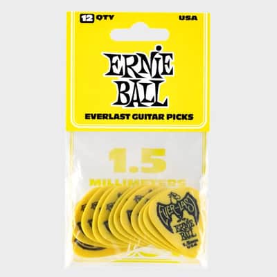 1.5mm Yellow Everlast Picks 12-Pack Non-Slip Textured Delrin, world standard shape / specifications image 2