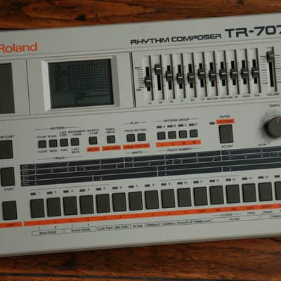 1987 Roland TR-707 Rhythm Composer Drum Machine w/ M-64C Memory Cartridge image 2
