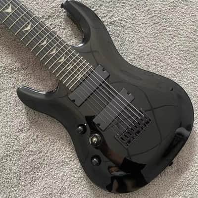 Quincy Black Left Handed 8 String Guitar, Basswood Body with Maple Neck image 1