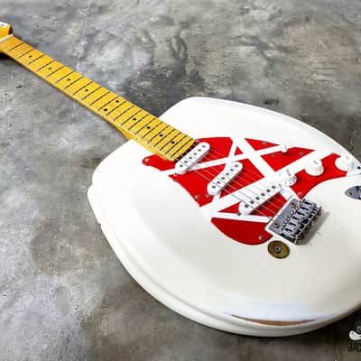 Jack's Guitarcheology "Bed Pan Halen's Frankensh*t" Toilet Seat Electric Guitar (2021 White Relic) image 11