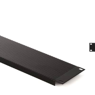 Middle Atlantic Products Vent Panels - 2 Rack Spaces 1/16" holes Bundle with Middle Atlantic Products EB1 Flanged Steel Rack Panel - 1U image 1