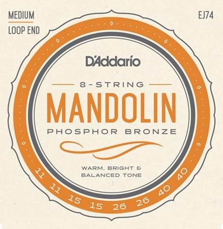 D'Addario 8-String Mandolin Medium Loop End 11-40 Phosphor Bronze Strings EJ74 image 1