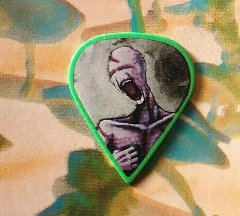 SHADOWS FALL Matt Bachand 2007 Threads Of Life Tour green pointed guitar pick image 1
